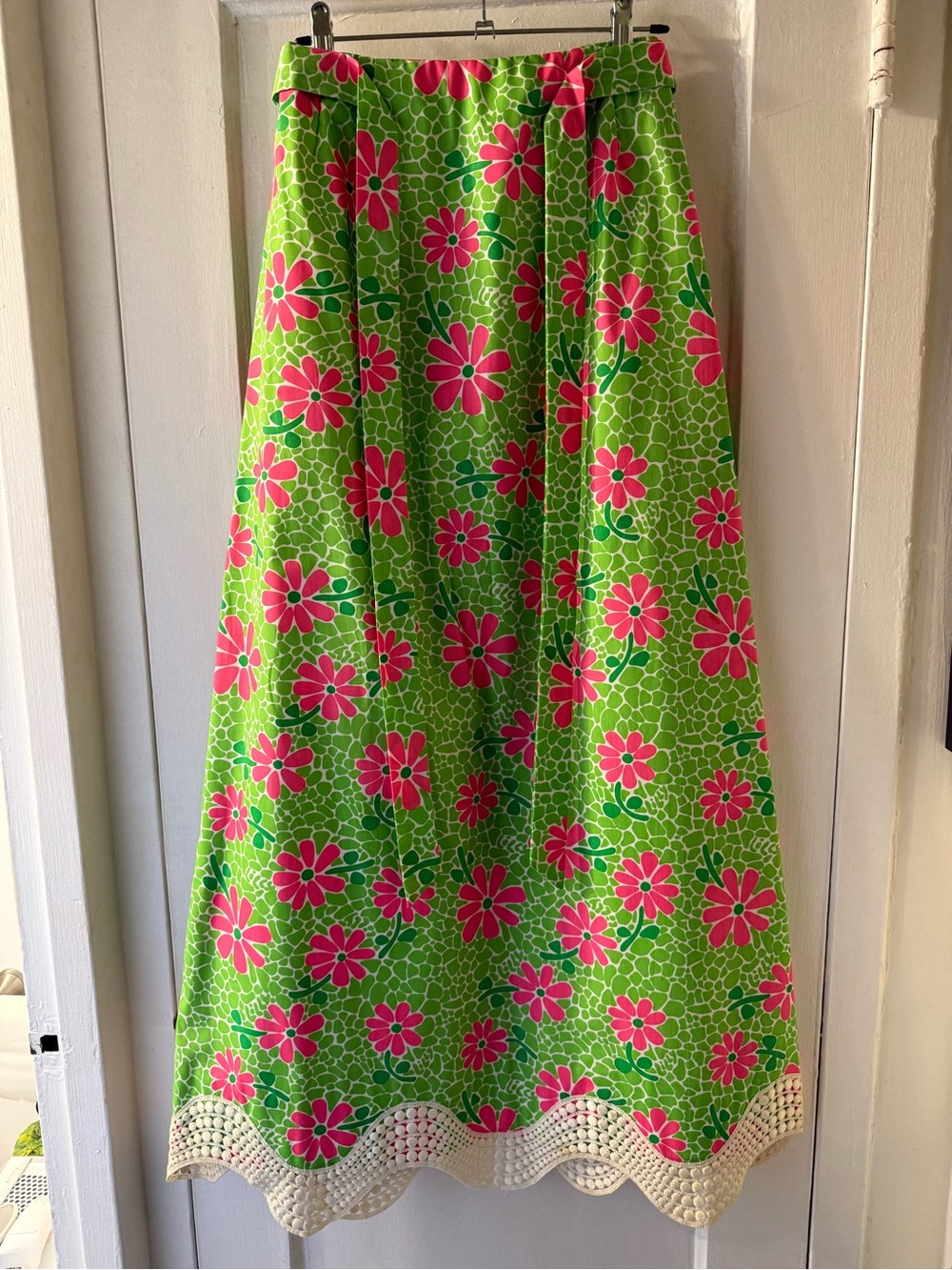 Vintage “The Lilly” Lilly Pulitzer Green & Pink Floral A-Line Maxi Skirt